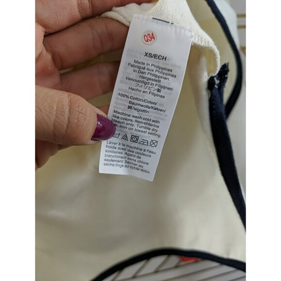 J Crew Women'sWeekend Tipped V-Neck Mariner Cotton Relaxed Hoodie Ivory Size XS - Picture 7 of 7